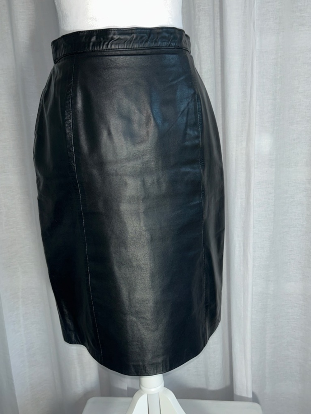 Vintage | Winlit | Black Leather Pencil Skirt